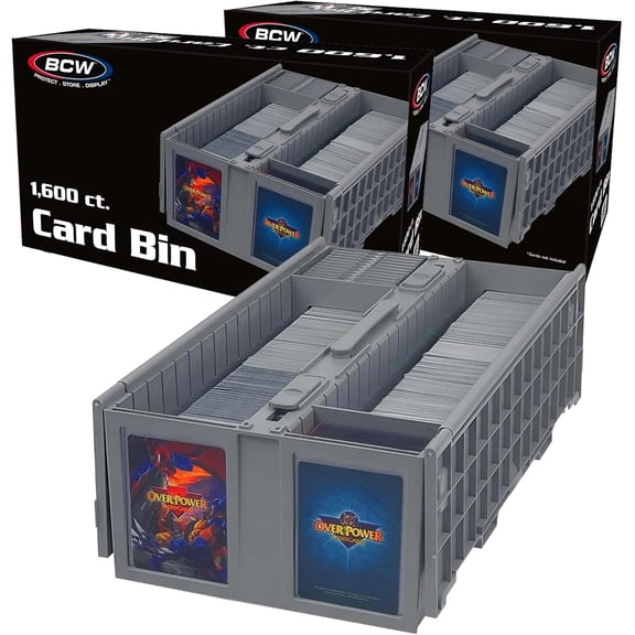 Collectible Card Storage Box  2-Pack, Gray, Holds Up to 1600 Cards, Dustproof and Stackable Plastic Organizer
