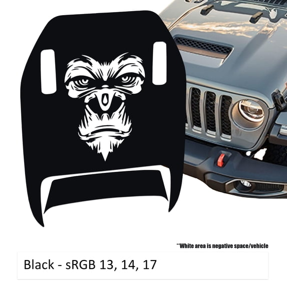 Collectible Decals Gorilla Face Clawed Foot Hood Decal - Fits Jeep Wrangler JL/Jeep Gladiator JT 2018+