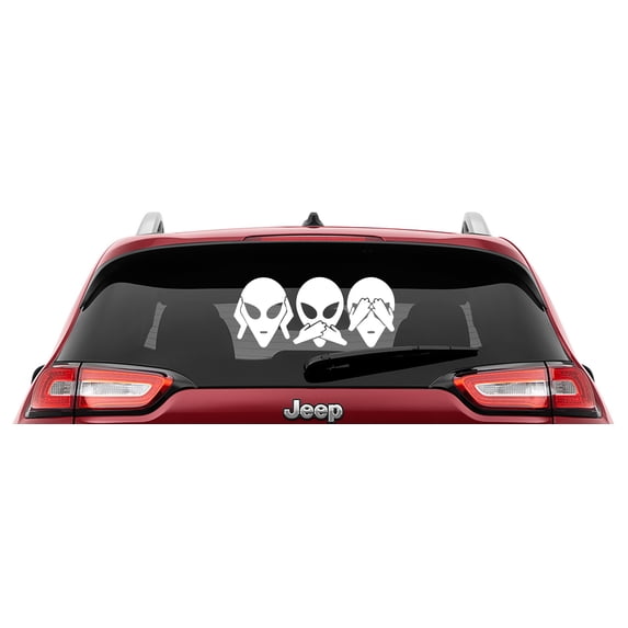 Collectible Decals Hear No Evil See No Evil Speak No Evil Alien Head Vinyl Decal