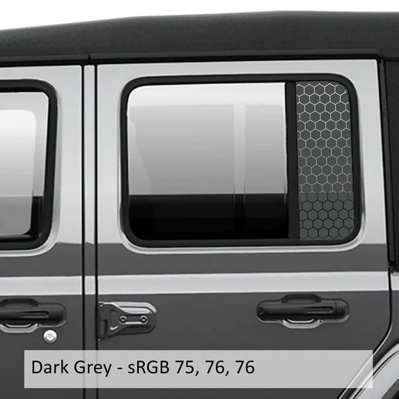 Collectible Decals Honeycomb Hex Mesh Pattern Side Window Vinyl Decal Set - Fits Jeep Wrangler JL 2018+/Fits Jeep Gladiator JT 2020+