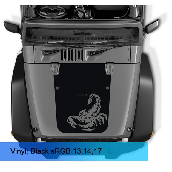 Collectible Decals JK/JKU Scorpion Blackout Hood Vinyl Decal Graphic for Wrangler 2007-2016