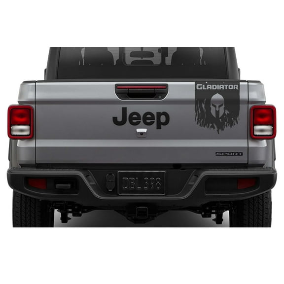 Collectible Decals Tailgate Pennant Vinyl Decal Fits JT Gladiator - Gladiator Lettering w/ Spartan Helmet Tailgate Vinyl Decal