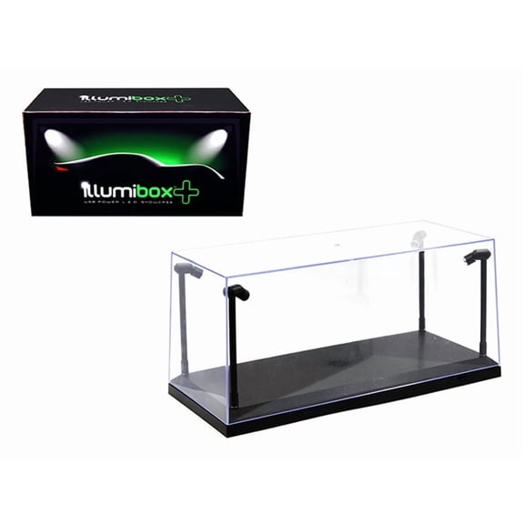 Collectible Display Show Case with LED Lights and Black Base for 1/24 1/18 Models by Illumibox