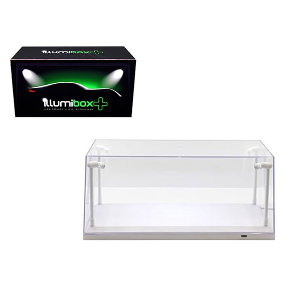 Collectible Display Show Case with LED Lights for 1/18 1/24 Models with White Base by Illumibox