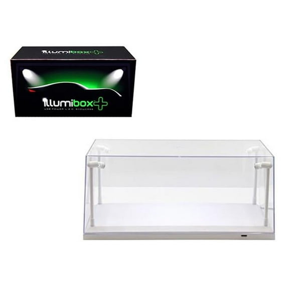 Collectible Display Show Case with LED Lights for 1/18 1/24 Models with White Base by Illumibox