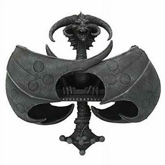 Collectible Dragon Poker Card Club Shape Stone Finish Resin Figurine
