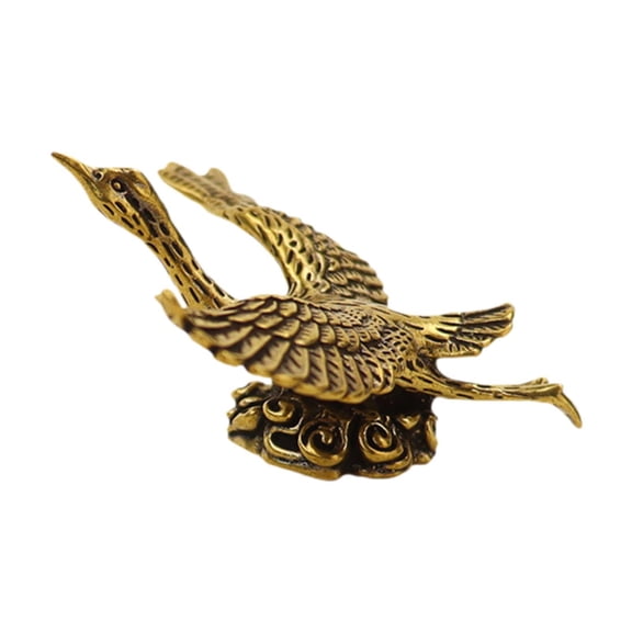 Collectible Figurines Brass Crane Statue Fengshui Decor Retro Brass Material Perfect for Table Display
