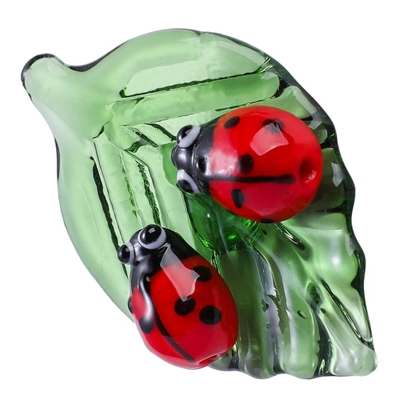 Collectible Miniature Glass Insectile Figure Miniature Figurines Ornament Green Leaves Insectile Statues Decors
