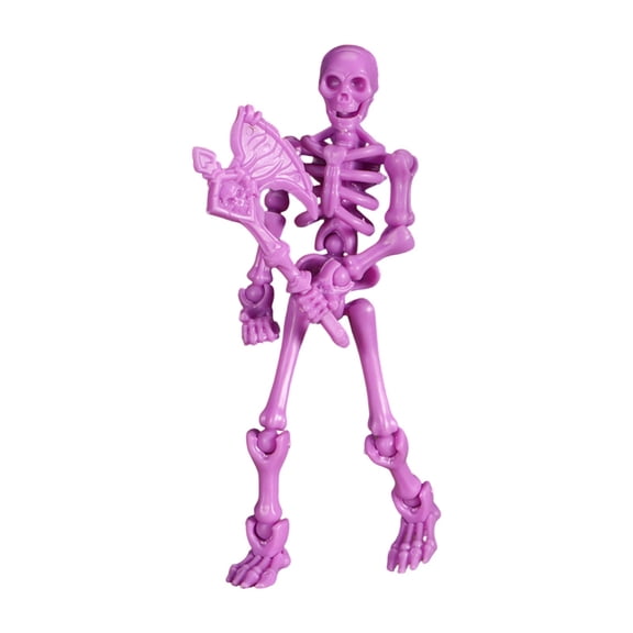 Collectible Small Action Figure, Halloween Skeleton, Halloween Decor, Buildable All-Purple Bone Joint Skeleton Figurine, Portable 5X1.5 Inch Fully Posable Skeleton Figure, Opp Bag