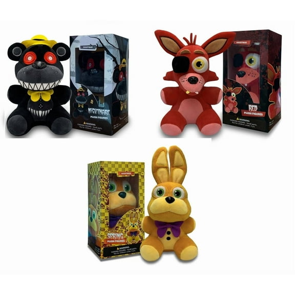 Collectible Stuffed Combo 3 Character Nightmare Plush + Spring Bonnie Plush + Foxy Red Plush Birthday Gift For Kids, For All Ages, 7 plush