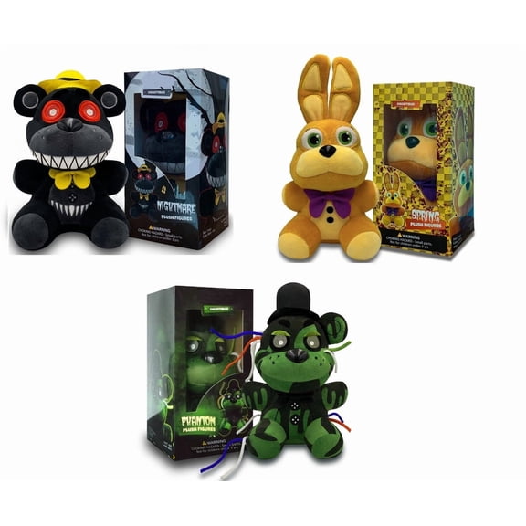 Collectible Stuffed Combo 3 Character Nightmare Plush + Spring Bonnie Plush + Phantom Freddy Plush Birthday Gift For Kids, For All Ages, 7 plush