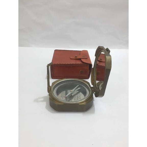 Collectible Titanic Compass Awesome Antique Brass Marine Compass with Leather Box