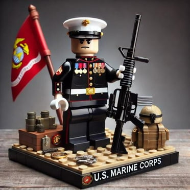 Collectible U.S. Armed Forces Building Blocks Figures -Army,Navy,Air Force,Marine Corps,Coast Guard and National Guard Miniatures with Accessories and Flags