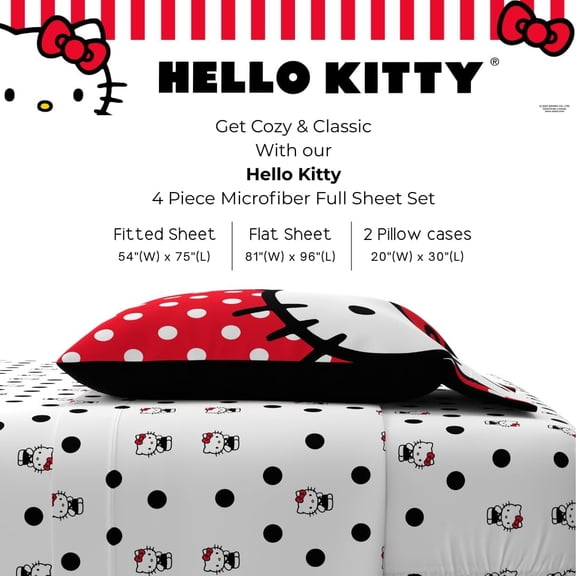 Collectibles Polka Dot Bedding Super Soft Microfiber 4 Piece Full Sheet Set, (Officially Licensed Product) by