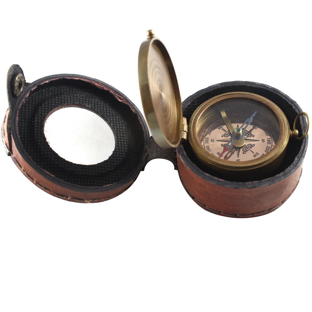 CollectiblesBuy Nautical Compass Quote by Thoreau Vintage Antique Quote Leather Round Box Handmade Gifts