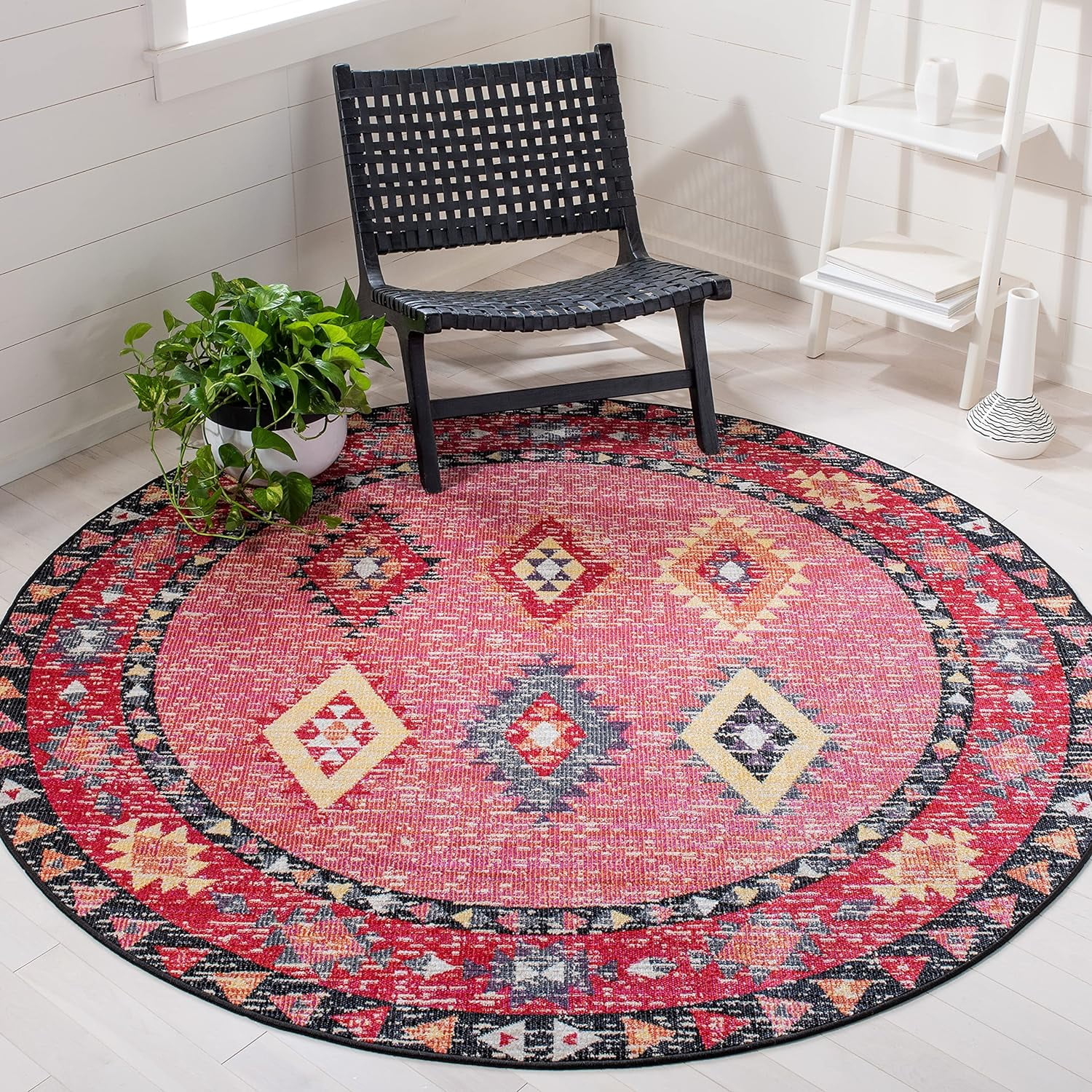 Collection 6'7'' Round / Black MTG201U Boho Indoor/ Outdoor Non