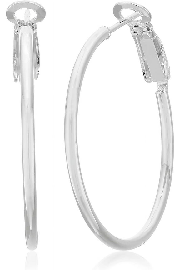 Collection 925 Sterling Silver Lightweight Paddle Back Hoop Earrings Silver,30mm/1.2 inches