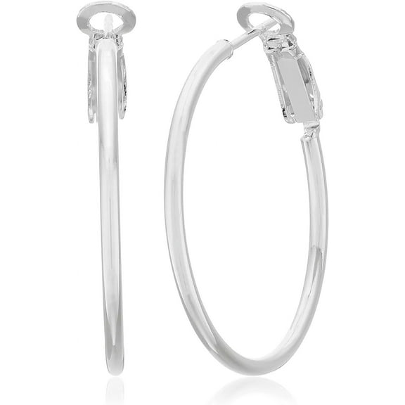 Collection 925 Sterling Silver Lightweight Paddle Back Hoop Earrings Silver,30mm/1.2 inches