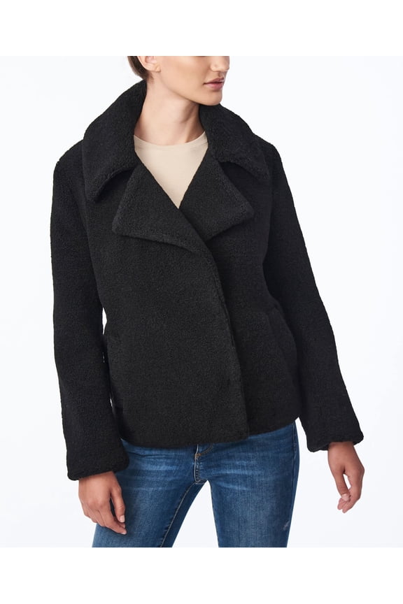 Juniors’ Faux-Fur Teddy Coat, Black, 2XL