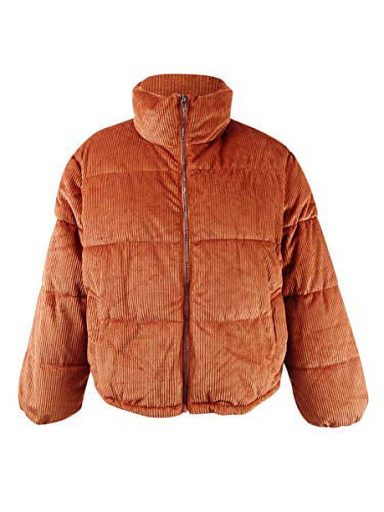 Collection B Juniors' Cropped Corduroy Puffer Coat Ocre Size Medium - image 1 of 2