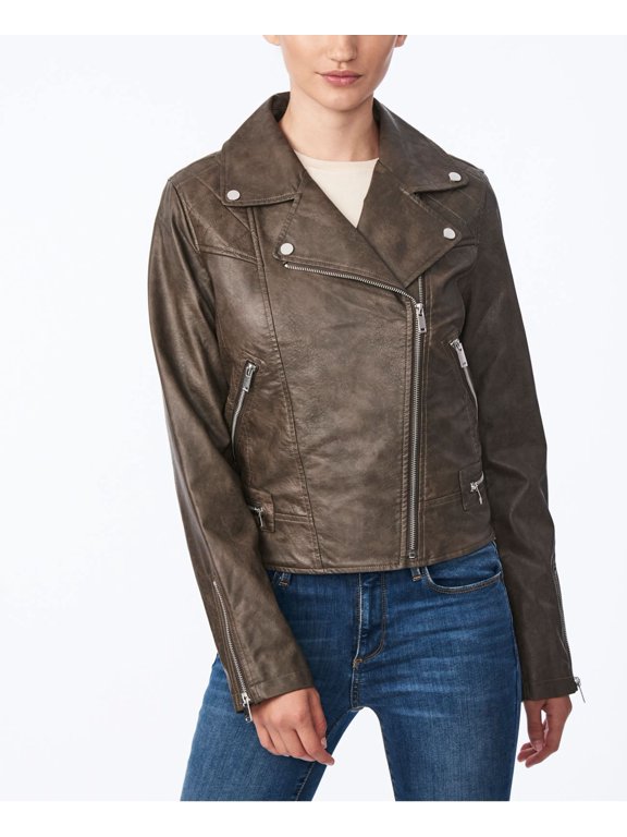 Womens Jacket Clay Small Moto Faux-Leather