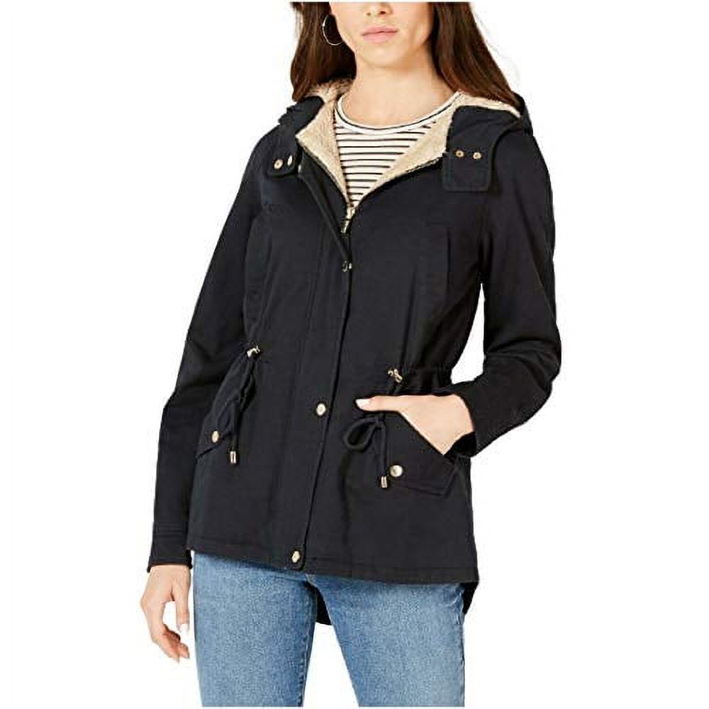 Collection B Womens Juniors Lightweight Twill Hooded Anorak Jacket Black Small - image 1 of 2