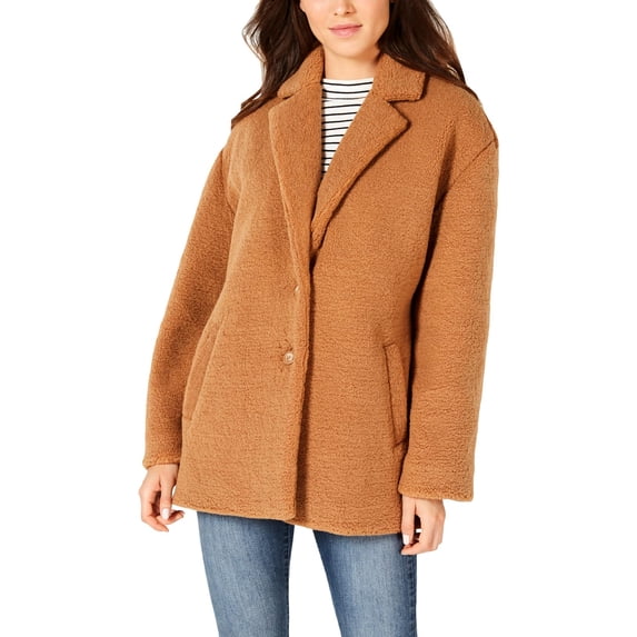Collection B Womens Winter Faux Fur Coat Tan XS