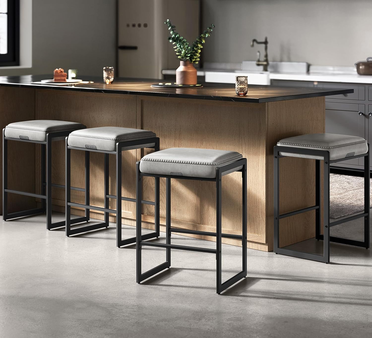 Collection - Bar Stools Set of 4, Counter Height Bar Stools, Synthetic ...
