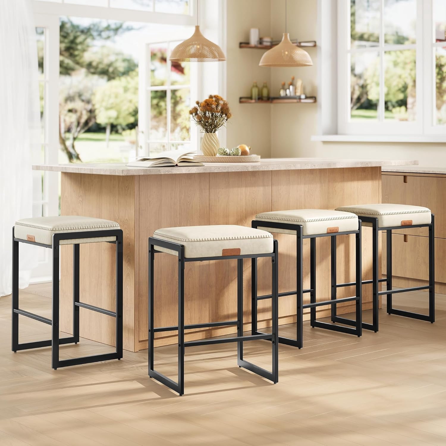 Collection - Bar Stools Set of 4, Counter Height Bar Stools, Synthetic ...
