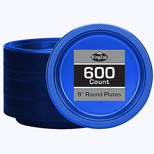 Collection Blue Plastic Plates 9 Inch 600 count Plastic Round Party