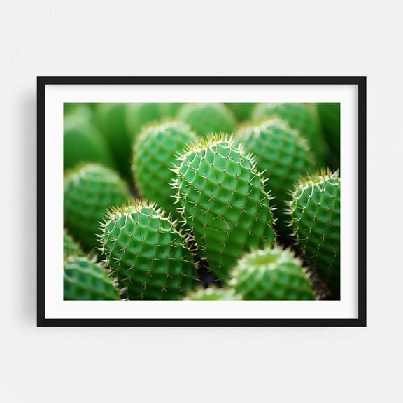A Collection of Cacti Photorealistic Digital Artwork - Digital Art Cactus Desert Nature Botanical Garden Tropical Black Framed Wall Art Print 24 x 36 inches