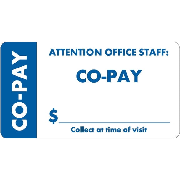 Collection Chart Label for Office Staff, White/Blue 3-1/4” x 1-3/4”, Permanent Adhesive, 250 Stickers/Box for Patient Payment Reminder,