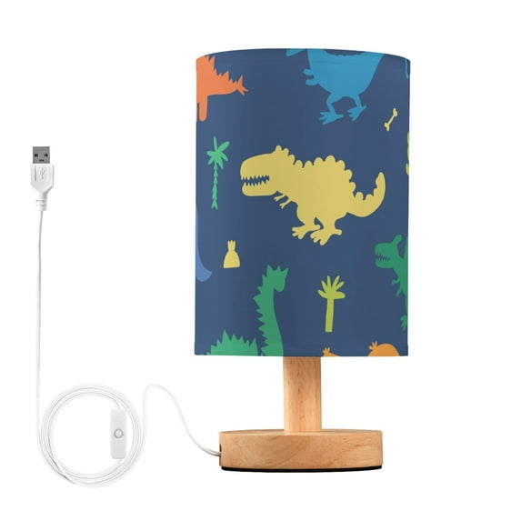 Collection Cute Cartoon Dinosaurs Bedside Table Lamp LED Warm Lights with USB Charging Port Retro Cylinder Desk Lamps for Bedroom Living Room Office Coffee Bar Decoration