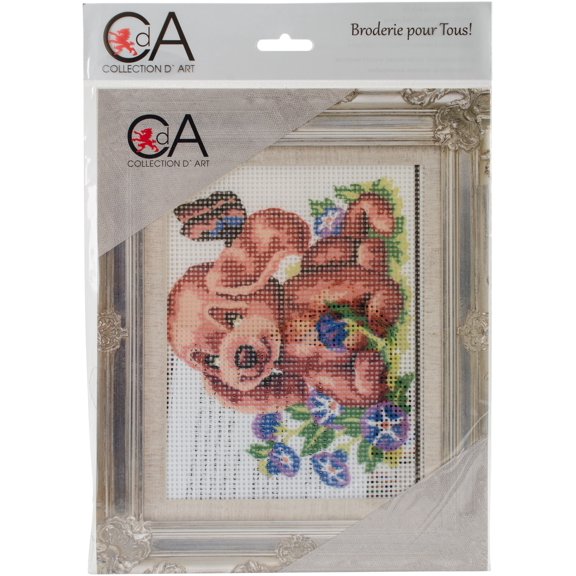 Collection D'Art Stamped Needlepoint Kit 20X25cm-Puppy And Butterfly