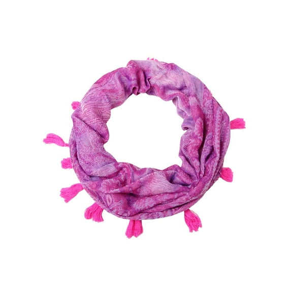 Collection Eighteen Women's Paisley Tassel Loop Scarf (OS, Prominent Pink)