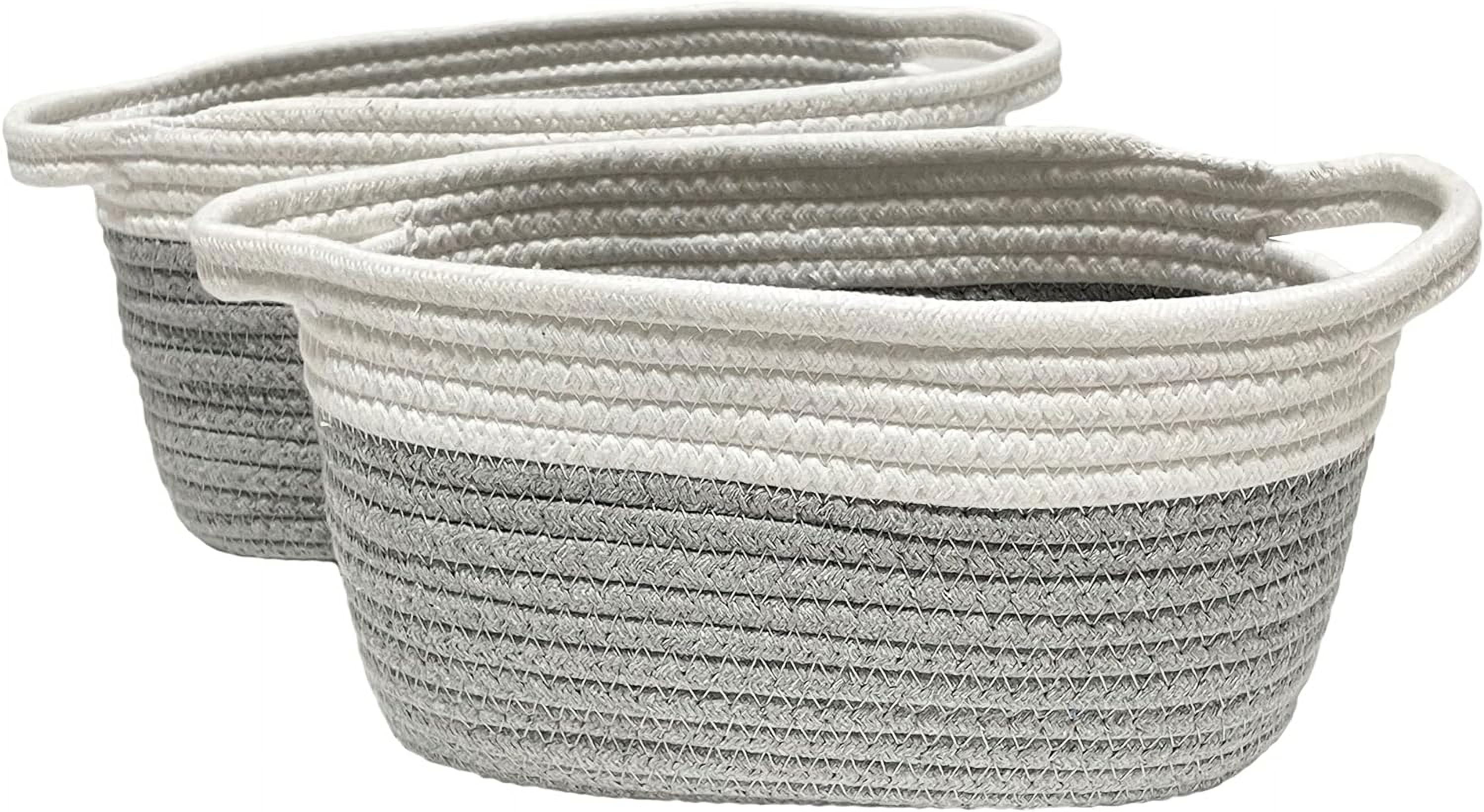 Collection Grey And White Rope Storage Baskets (Pack Of 2) Nursery