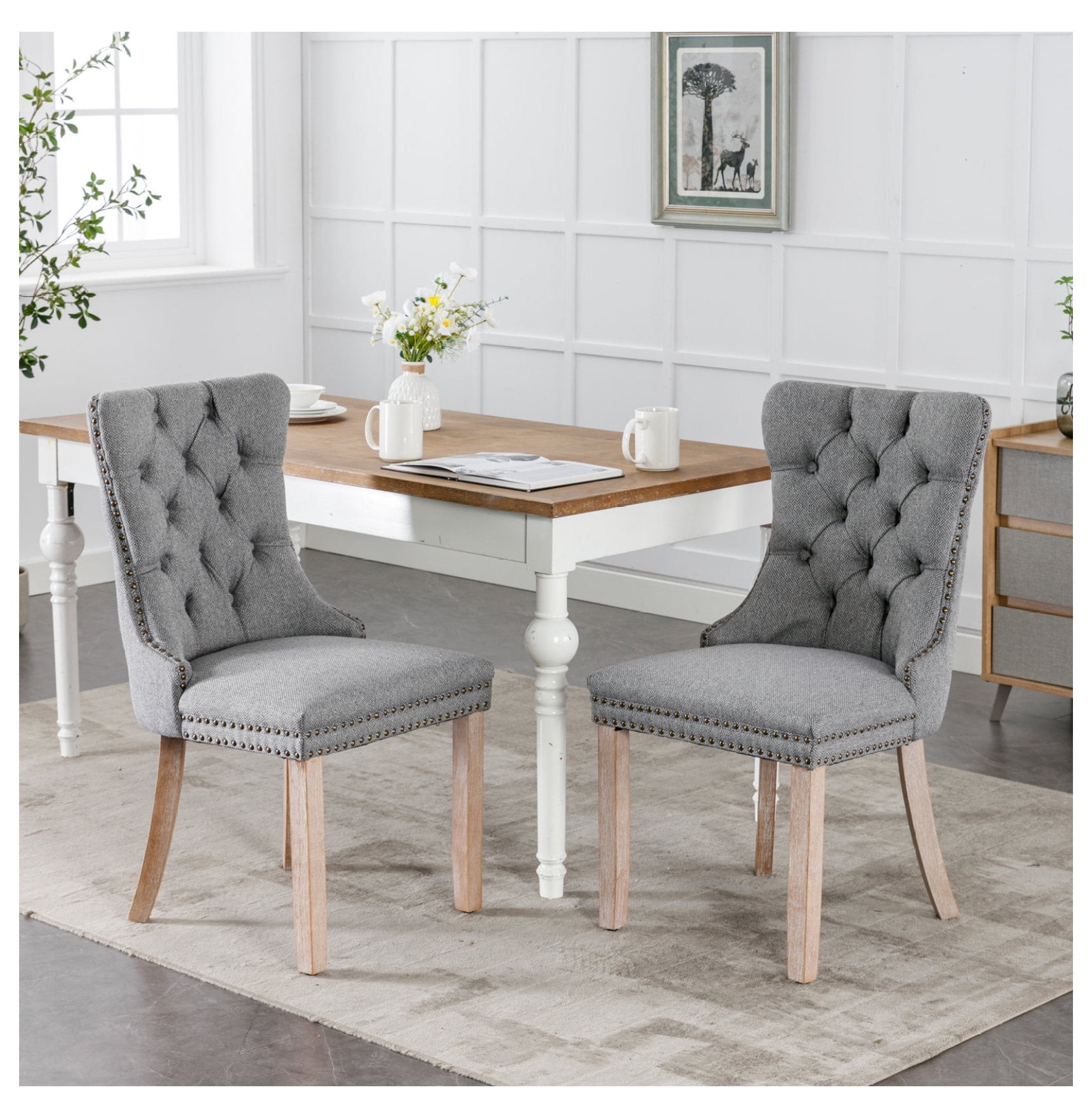 Gallery Detail: Collection Modern High End Tufted Solid Wood Contemporary Flax