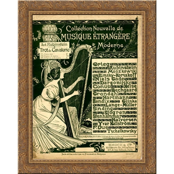 Collection Nouvelle de Musique Etrangere Moderne 24x20 Gold Ornate Wood Framed Canvas Art by Theophile Steinlen