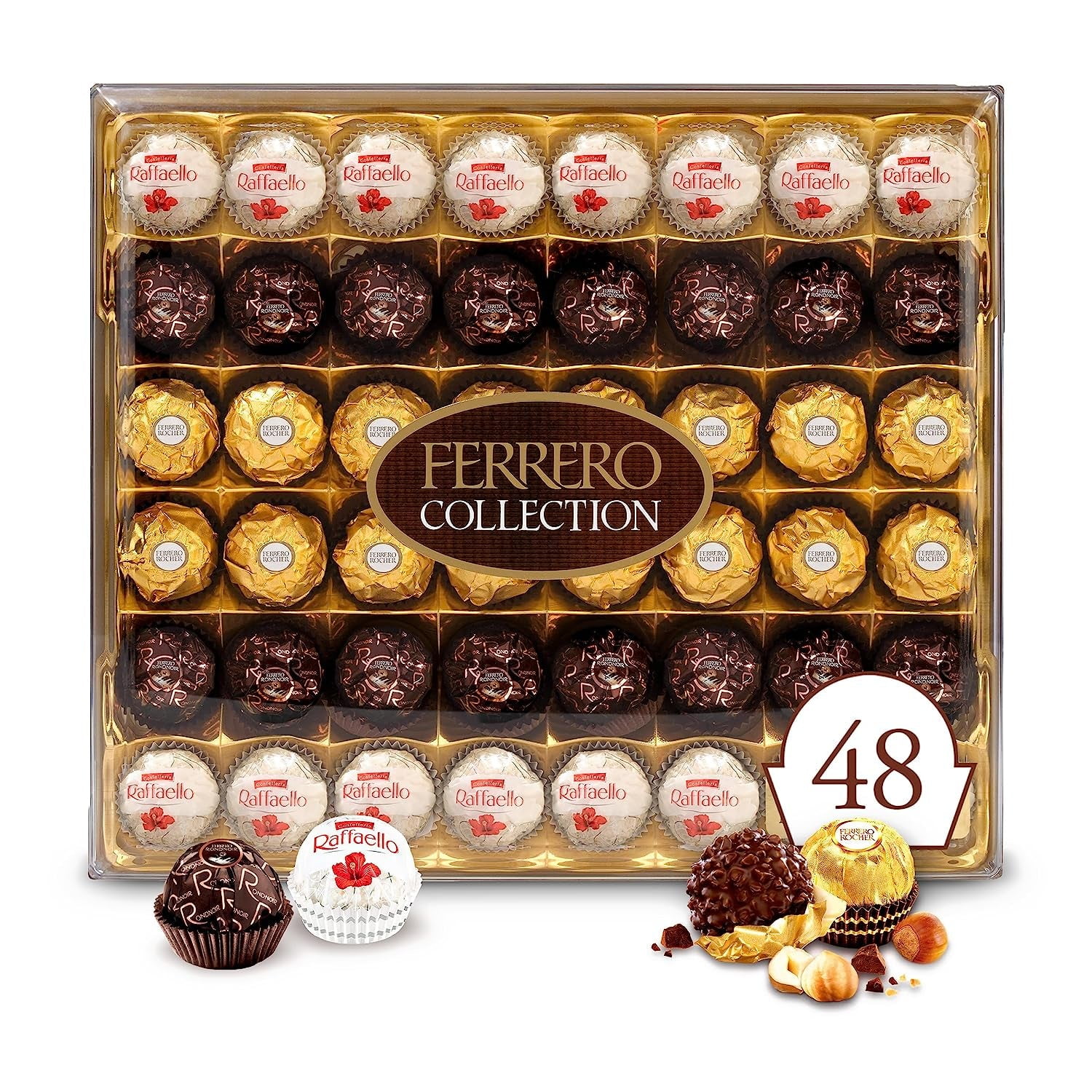 Collection Ferrero Rocher, 16 Comtes, Premium Gourmet Assortiment Chocolat  au Lait de Noisette, Chocolat Noir Et Chocolats de Coco, Coffret Cadeau