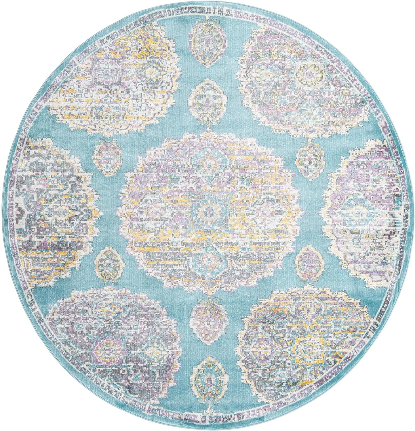 Collection Rug – 8 Ft Round Blue Medium-Pile Rug Perfect for Kitchens ...