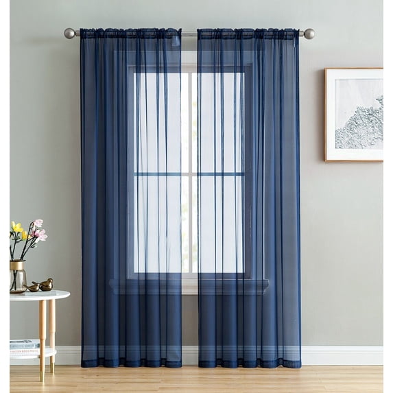 Collection Sheer Voile Solid Window Curtain Panel - Set of 2 - ALL COLORS