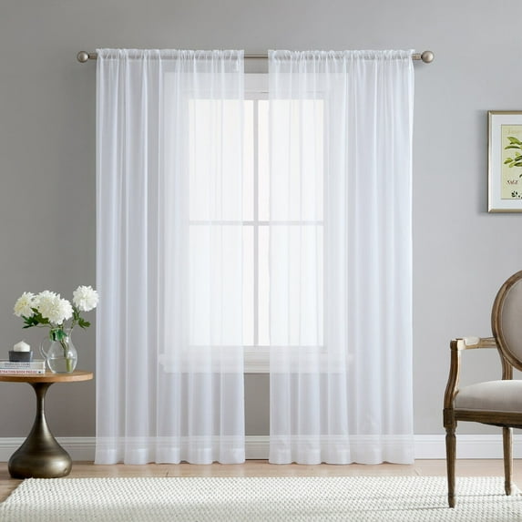 Collection Sheer Voile Solid Window Curtain Panel - Set of 2 - ALL COLORS