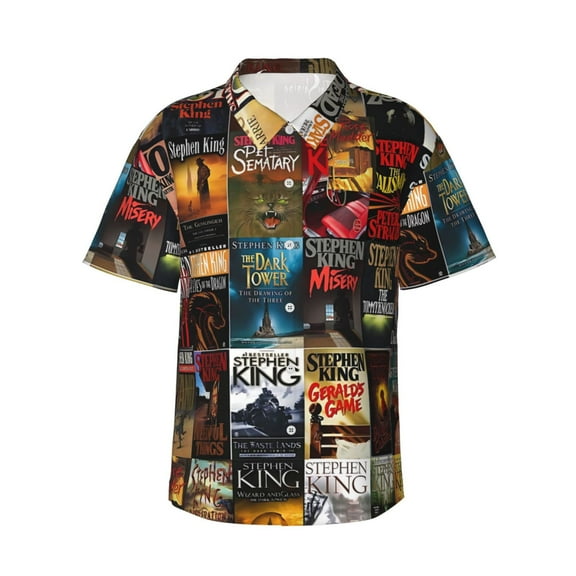 Collection Stephen King Hawaiian Shirt for Men Cartoon Printed Beach Shirts Vacation Button Shirts