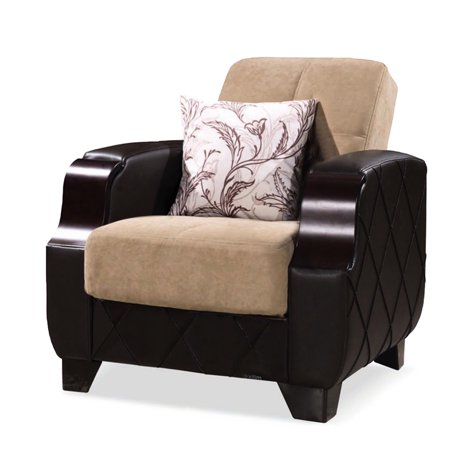 Collection Storage Armchair In Brown - Modern And Practical. Microfiber Material, 35.41 In. Deep X 39.13 Wide 34.28 Tall, 111.67 Lb. Weight. 300 Lbs Capacity. Quick Easy Assembly. Suited For Small
