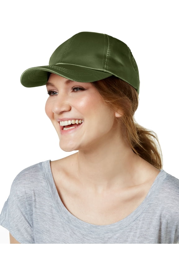 Collection XIIX Satin Baseball Cap, Olive Green (One Size)