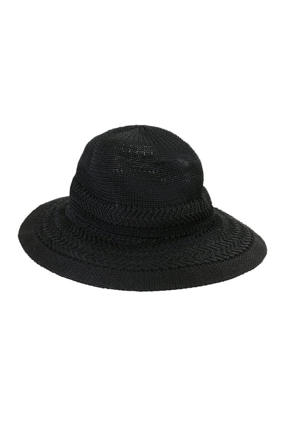 Collection Xiix Black Textured Expansion Panama Hat OS