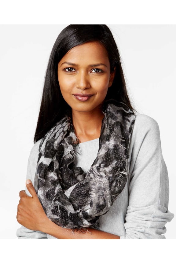 Leaping Leopard Infinity Loop Scarf, Grey