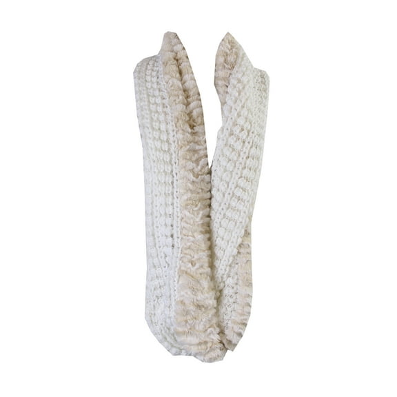 Collection Xiix White Faux-Fur Bubble Stitch Angelica Infinity Loop Scarf OS