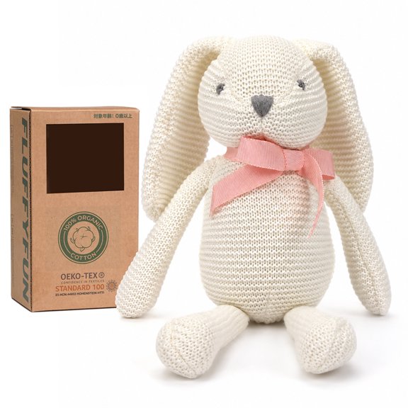 Collection infant bunny Organic Baby Toys Stuffed Animal , 7 inches white (0-36months)