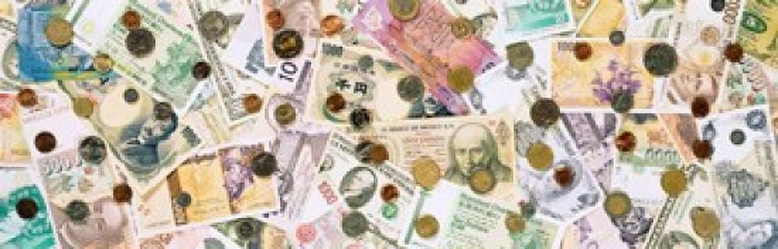 Collection of various currencies Canvas Art - Panoramic Images (36 x 12)